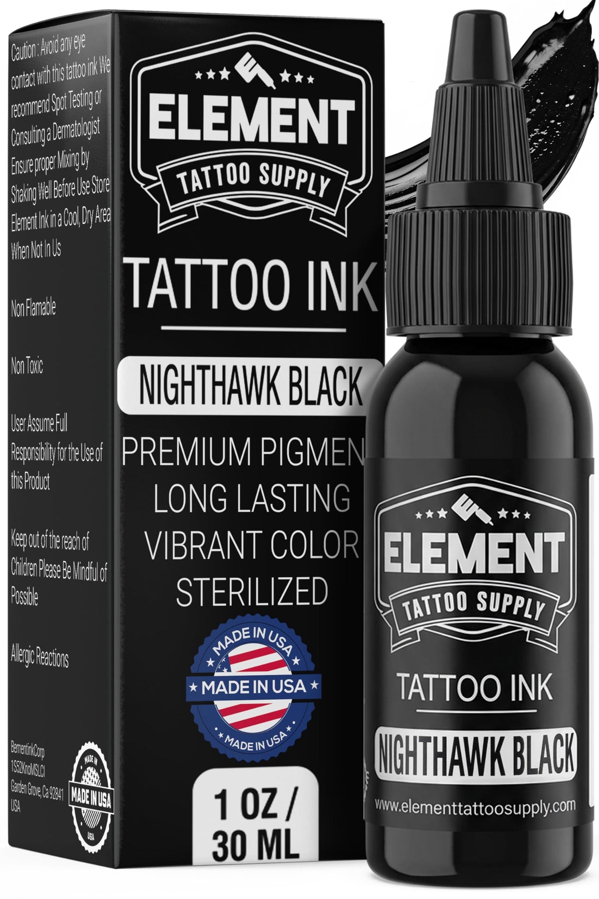 Element Tattoo Supply bottle front showing label and 1oz size for clear identification