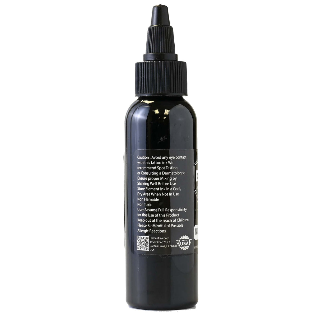 Element Tattoo Supply bottle on studio shelf indicating professional shop readiness