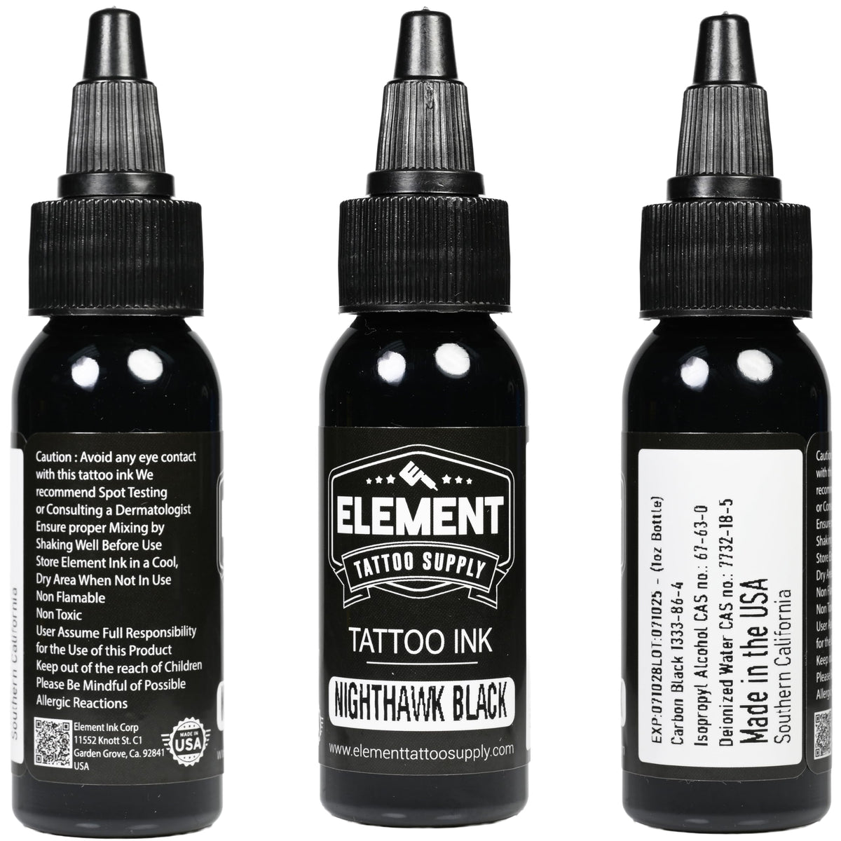 Element Tattoo Supply label closeup highlighting product name and pigment details