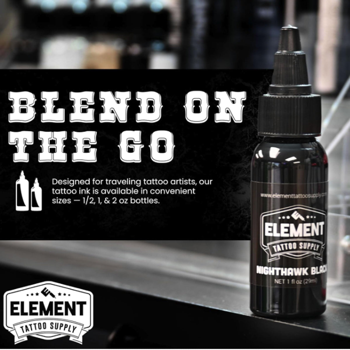 Element Tattoo Supply shading demo on client-style practice sheet showing soft gradients