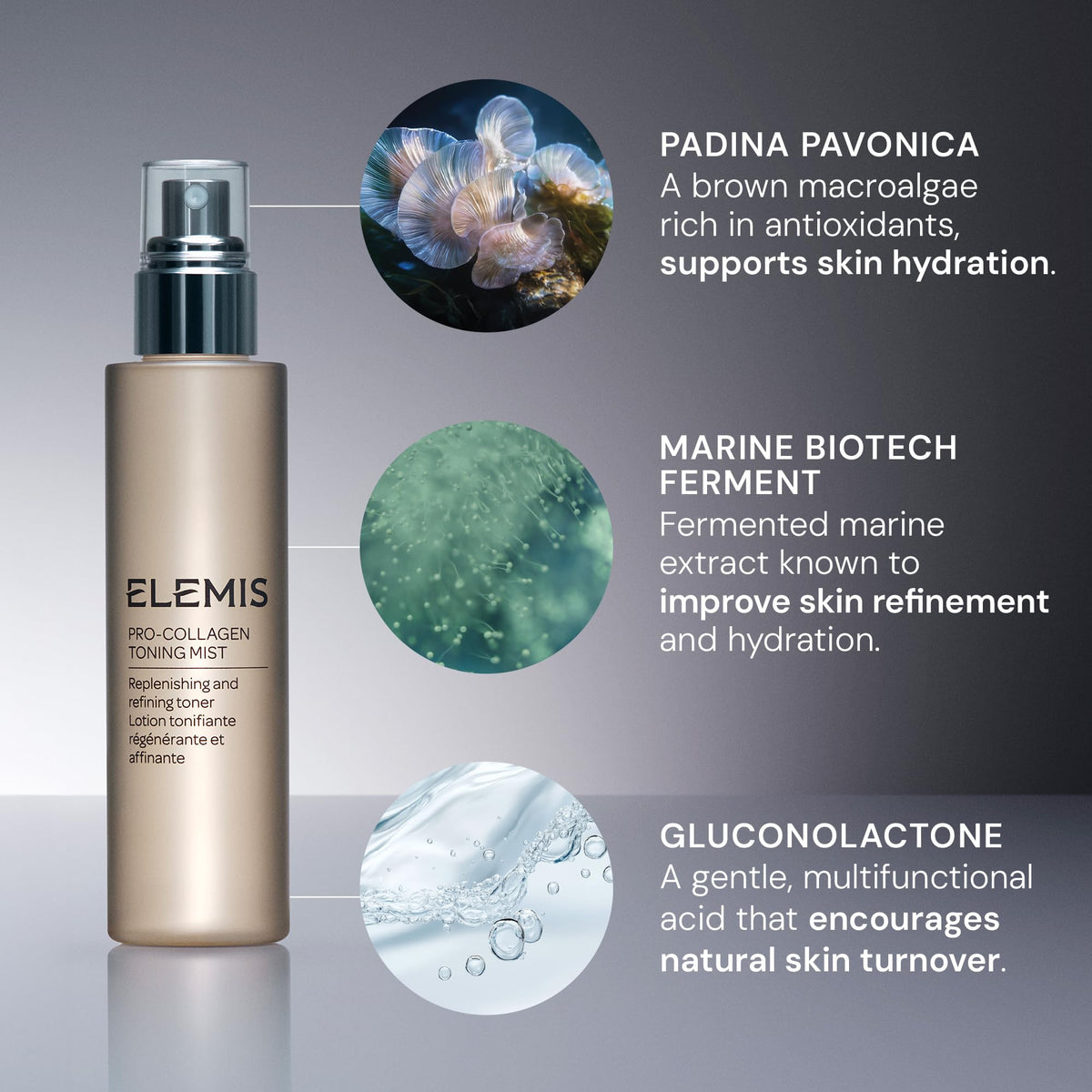 ELEMIS 150ml bottle in hand for size comparison and convenient daily use