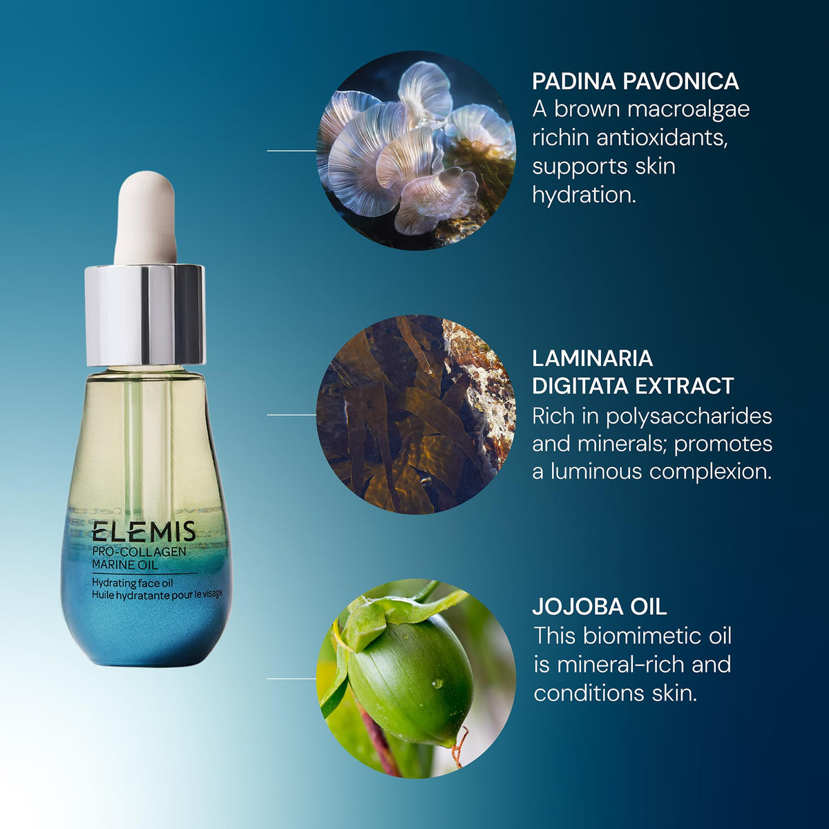 ELEMIS 15ml bottle next to common objects illustrating travel size benefit