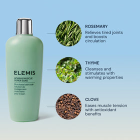 ELEMIS label close-up showcasing ingredient names and calming promise