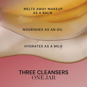 ELEMIS balm being wiped off with damp cloth showing easy removal benefit: clean skin
