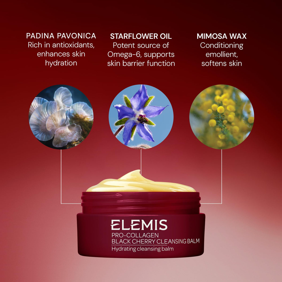 ELEMIS 100g jar beside coin for scale showing travel-ready size benefit: convenience