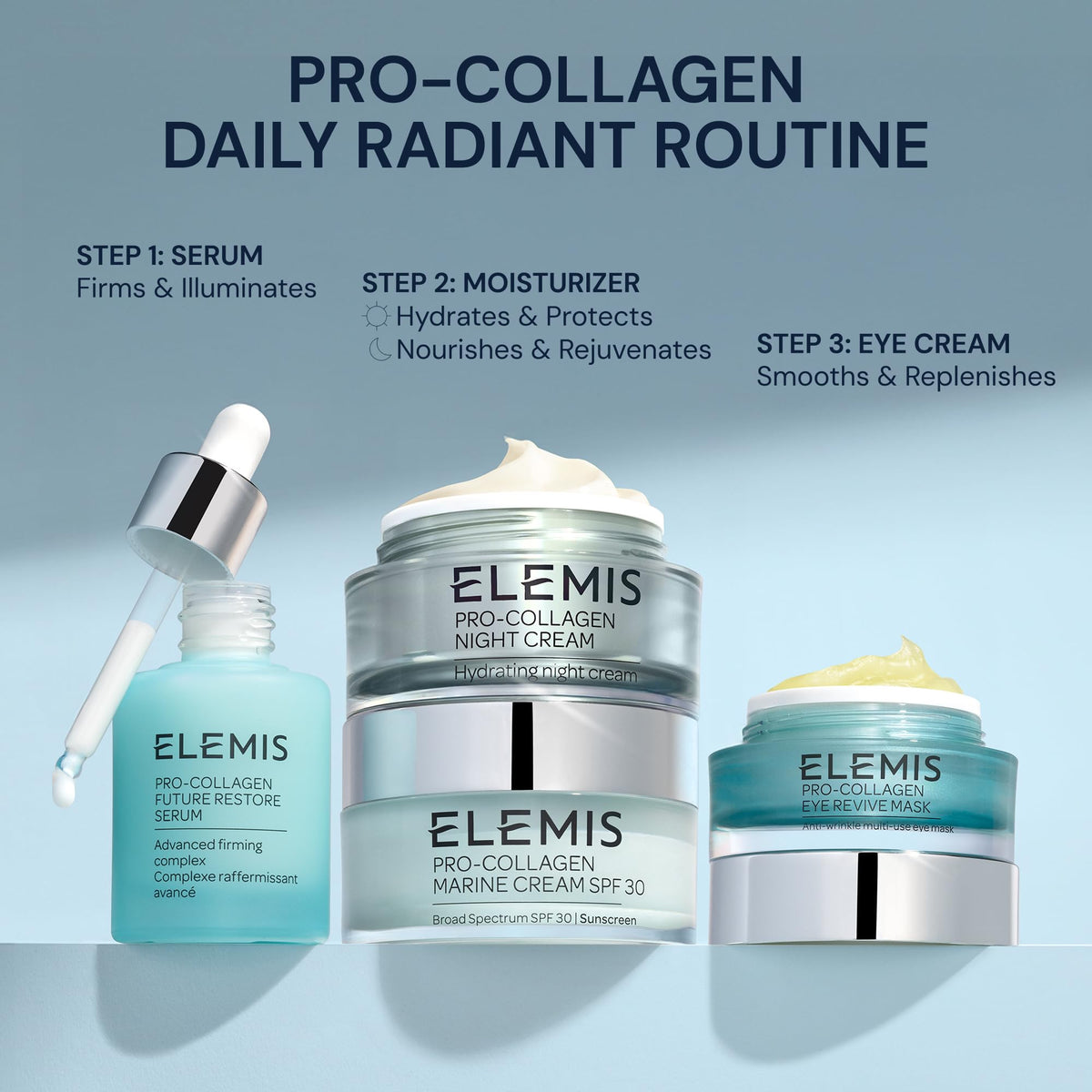 ELEMIS close-up of recyclable bottle label to highlight sustainable packaging and reduced waste benefit