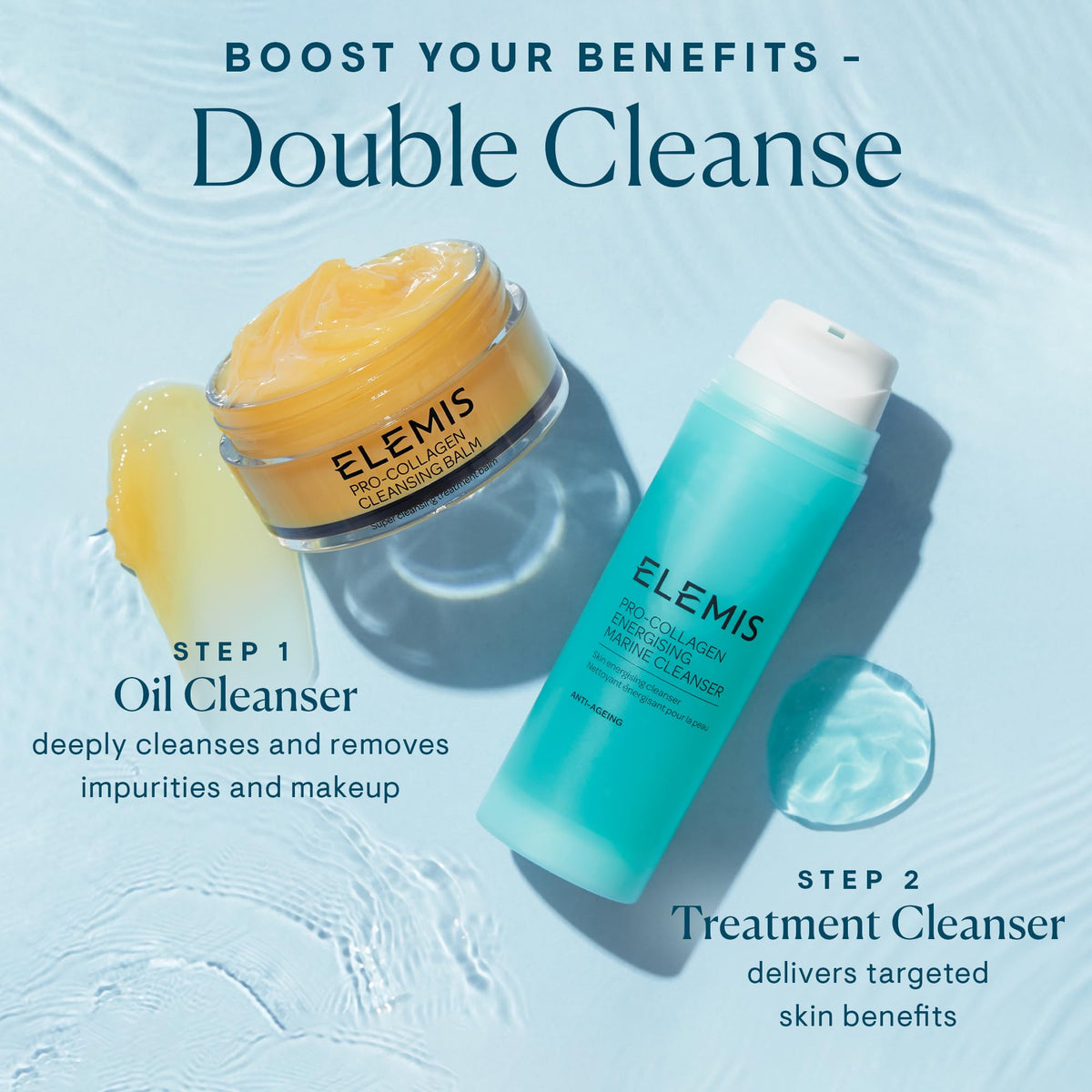 ELEMIS cleanser on bathroom counter in routine setting for everyday refreshment
