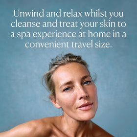 ELEMIS massage application on face removing makeup, highlights gentle deep cleanse