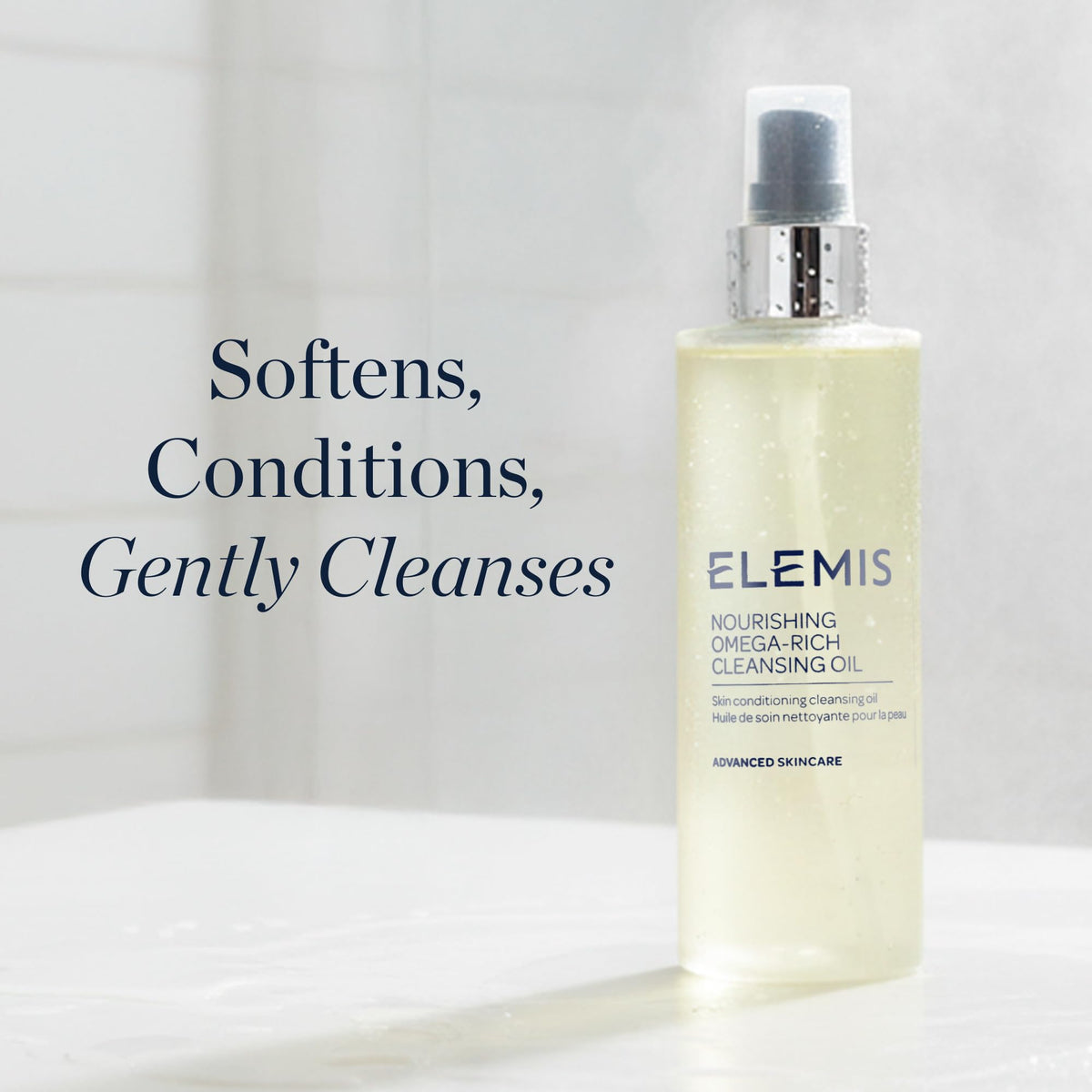 ELEMIS pump and cap detail highlighting easy dispensing and control