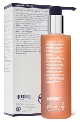 ELEMIS label and pump close-up showing ingredient information for reassurance