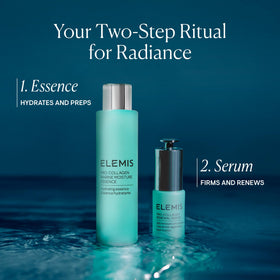 ELEMIS essence pouring into hand to demonstrate easy application and immediate hydration benefit