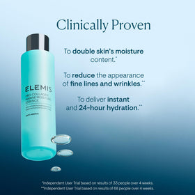ELEMIS essence texture close-up highlighting lightweight water-gel consistency for fast absorption
