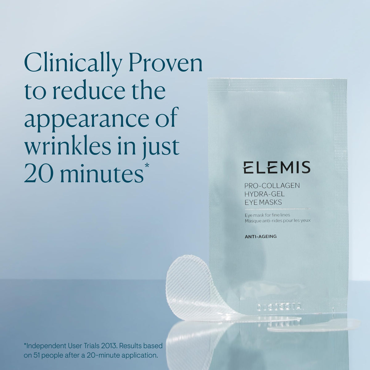 ELEMIS applying an under-eye gel mask demonstrating easy use