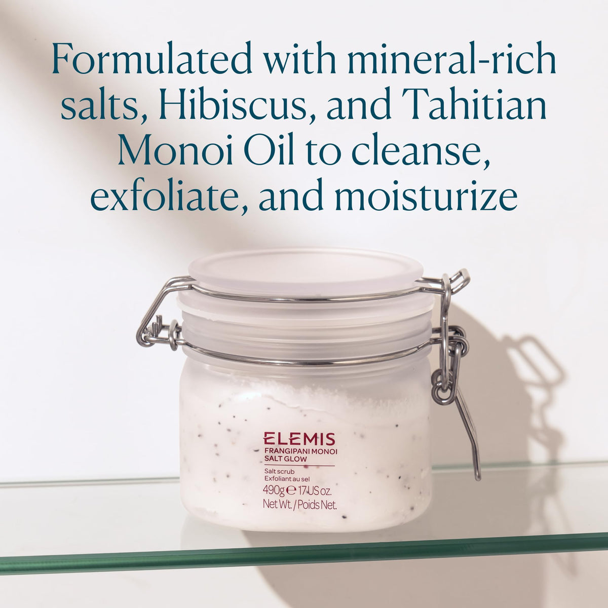 ELEMIS scoop of scrub on hand demonstrating easy application and glide