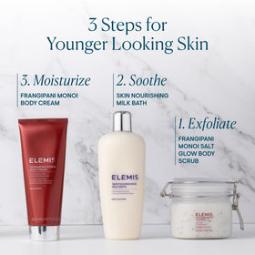 ELEMIS 490g jar beside a common bottle for size and value comparison