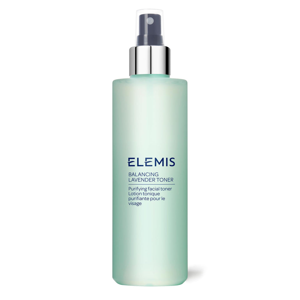 ELEMIS bottle front view showing calming lavender and hydration benefits