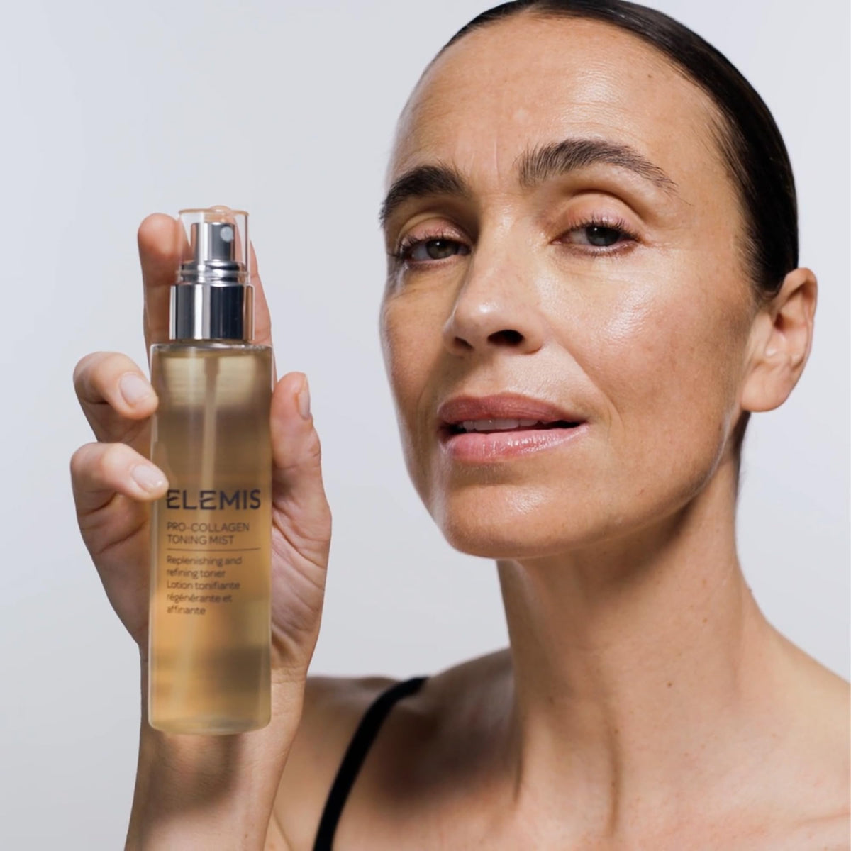 ELEMIS bottle staged in bathroom routine to show calming scent and ritual use