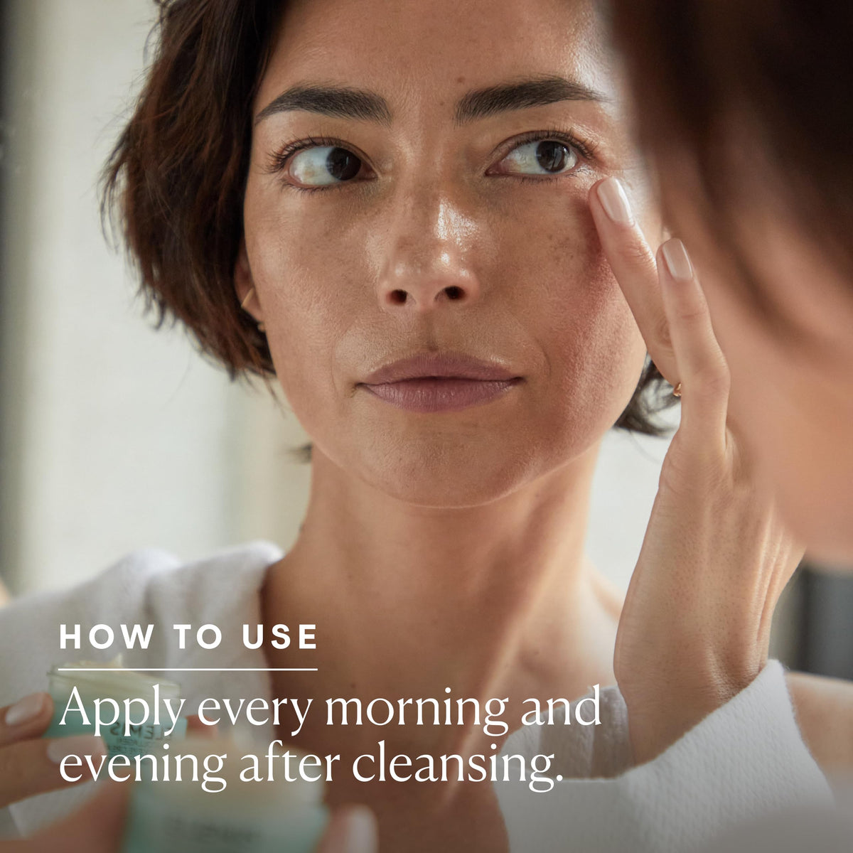 ELEMIS product on bathroom shelf in lifestyle setting suggesting daily routine uplift