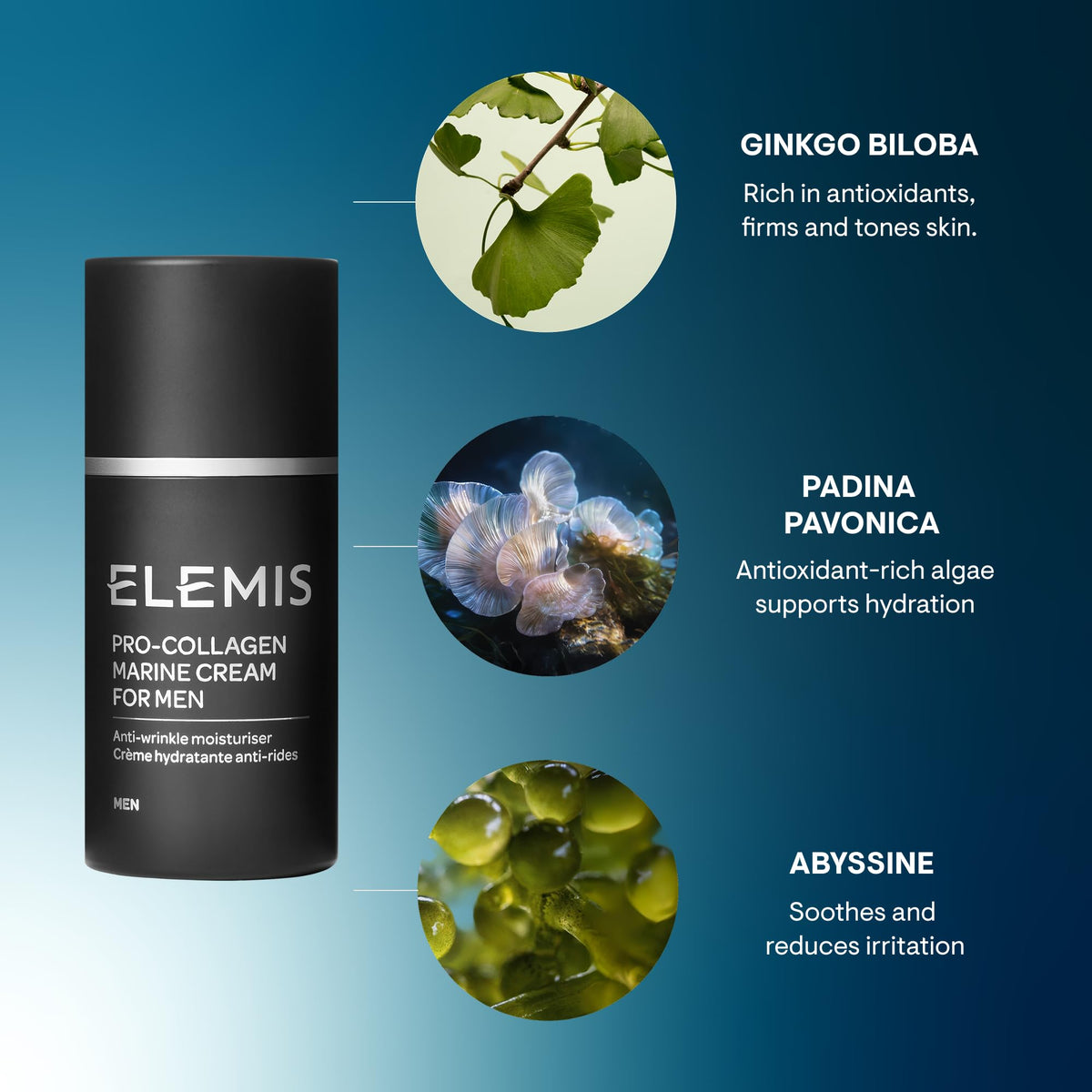 ELEMIS jar on bathroom shelf styled for everyday routine convenience