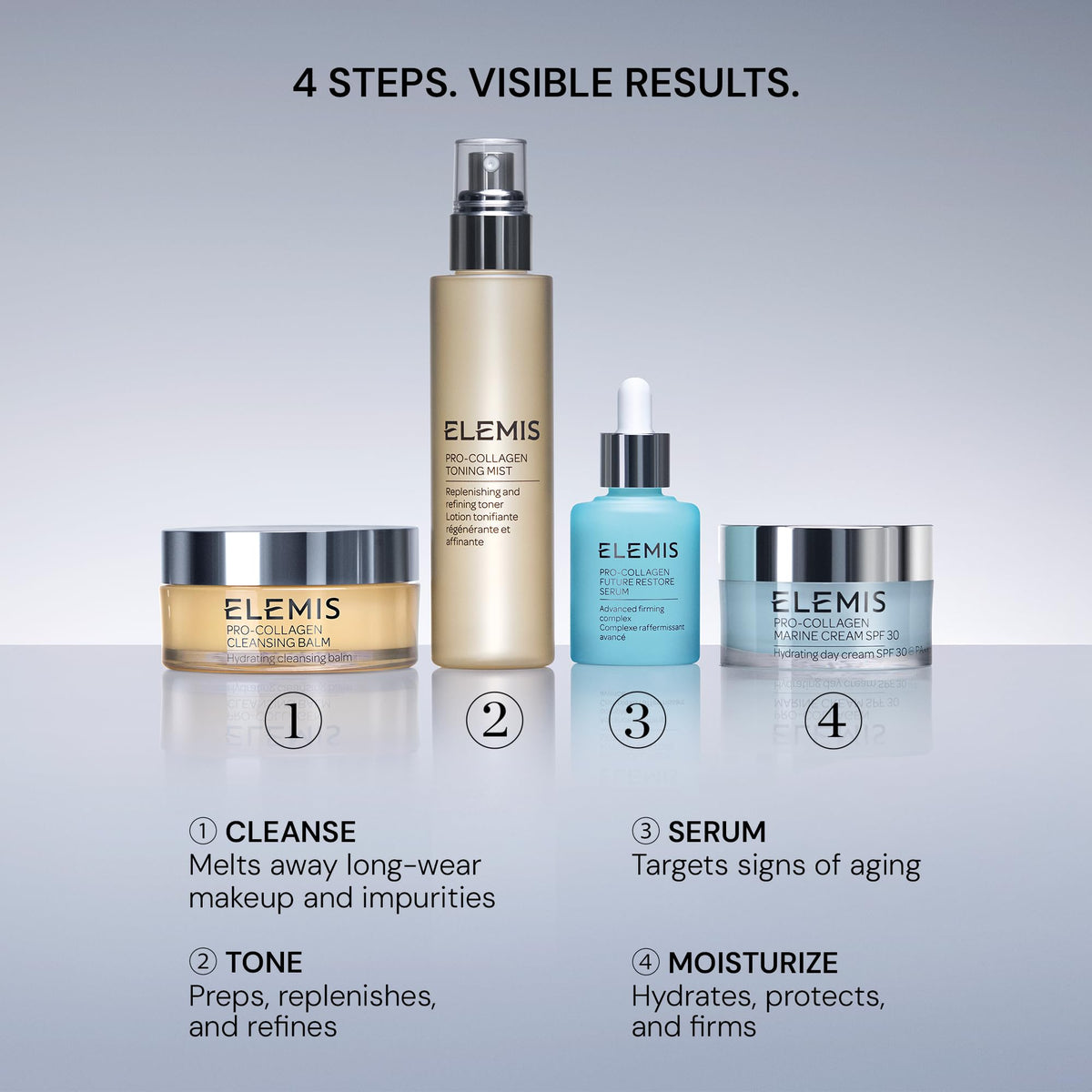 ELEMIS mist applied with cotton pad to tone, helping remove residue and even skin