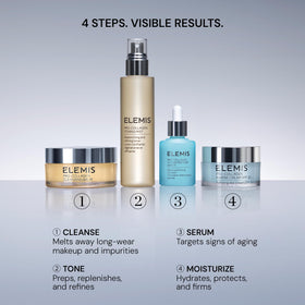 ELEMIS mist applied with cotton pad to tone, helping remove residue and even skin