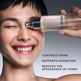 ELEMIS mist droplet texture on skin showing lightweight finish and quick absorption