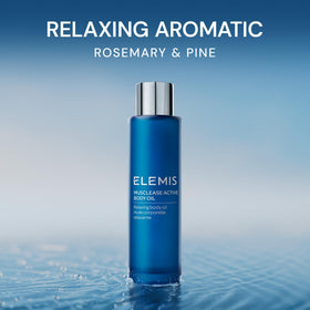 ELEMIS Musclease with rosemary and pine sprigs highlighting botanical scent benefits