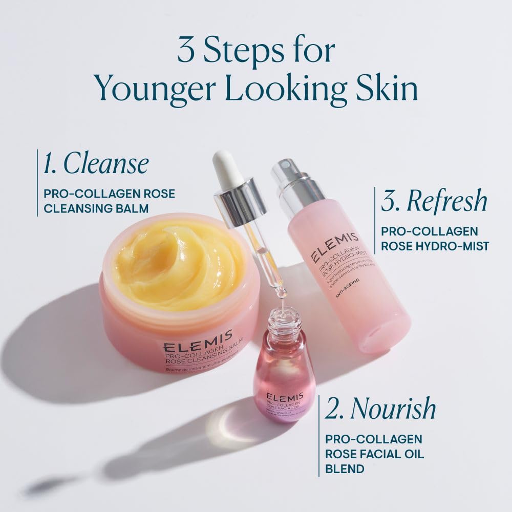 ELEMIS oil blend in palm with rose emphasizing botanical hydration benefit