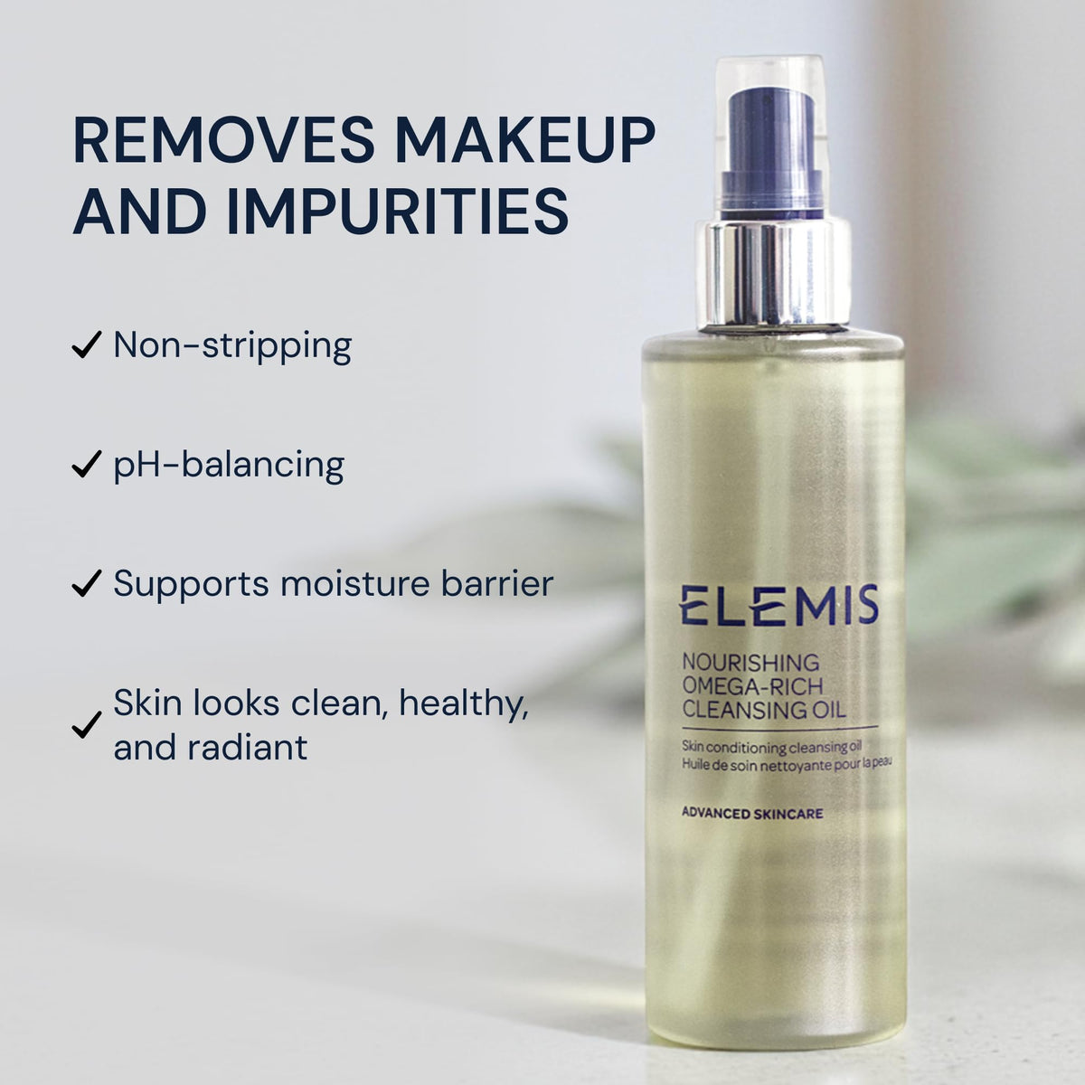 ELEMIS oil after adding water milky emulsion showing gentle rinse benefit