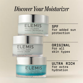ELEMIS marine cream staged with other skincare for simplified routine