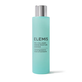 ELEMIS Pro-Collagen Marine Moisture Essence front packaging shows product and brand, promotes hydrated skin