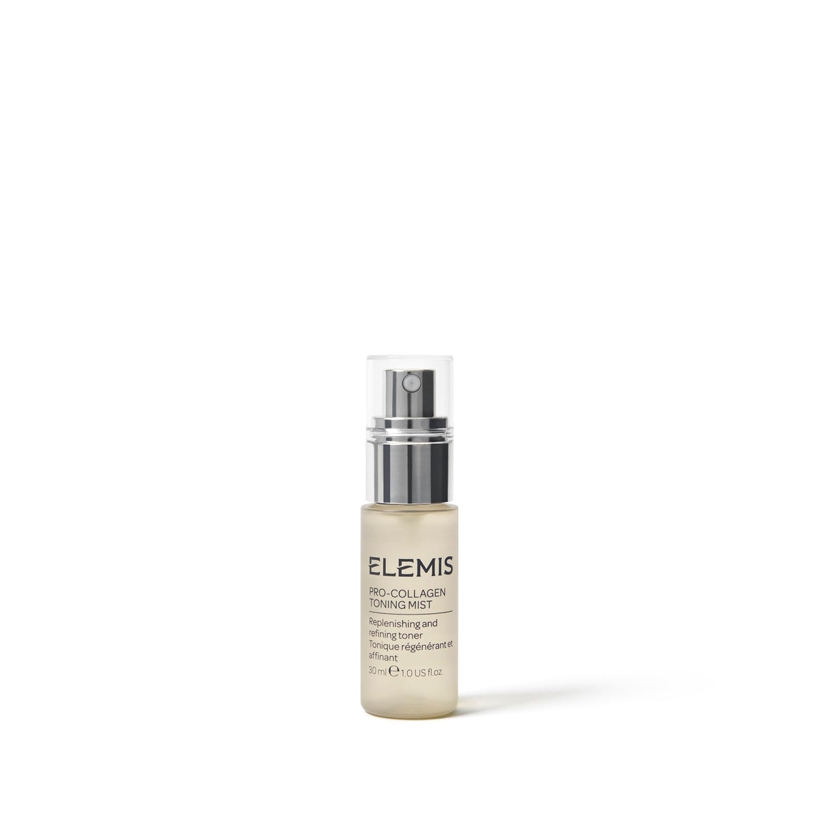 ELEMIS front bottle view showing compact 30ml size and clean design for portability