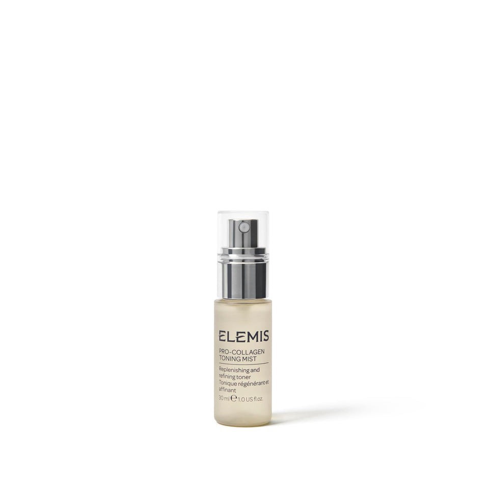 ELEMIS front bottle view showing compact 30ml size and clean design for portability