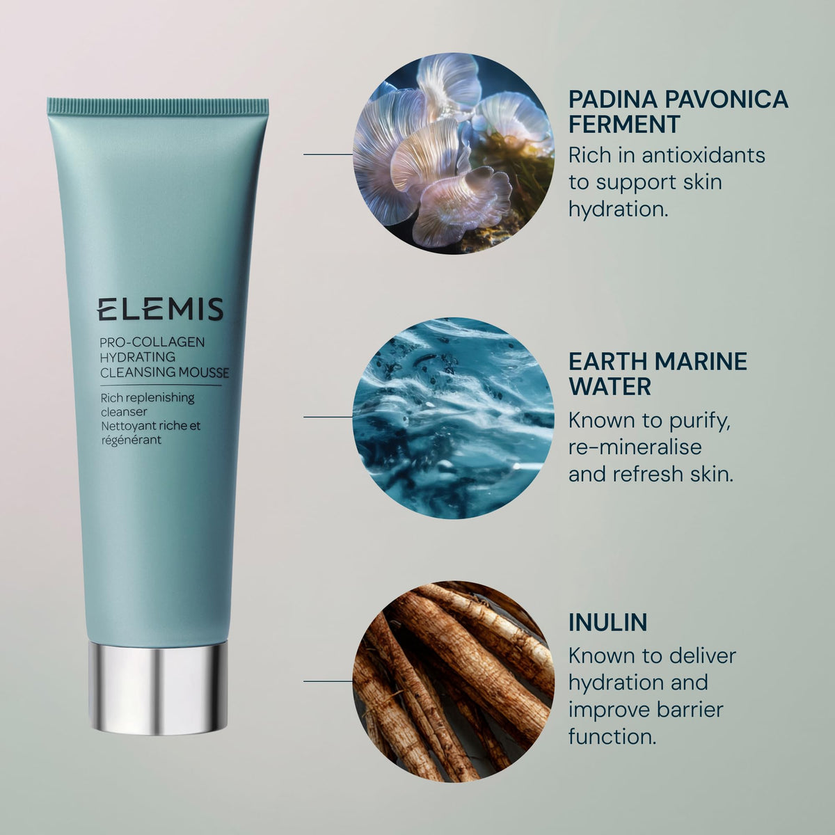 ELEMIS travel-sized cleanser beside everyday items to show true scale.
