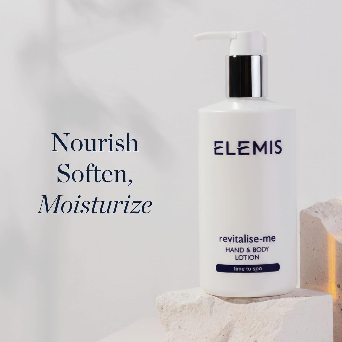 ELEMIS bottle pump closeup highlighting easy dispensing benefit