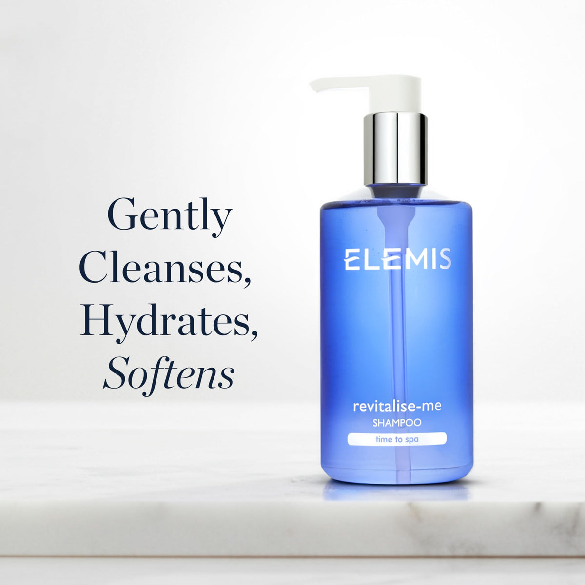 ELEMIS label detail focused on scent notes and benefits, clarity for shoppers