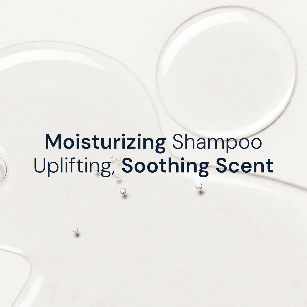 ELEMIS shampoo texture pouring from bottle, smooth moisturizing consistency
