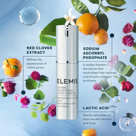 ELEMIS radiance actives and Tri-Enzyme visual indicating resurfacing benefit