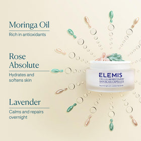 ELEMIS capsules staged in bathroom lifestyle showing streamlined routine benefit