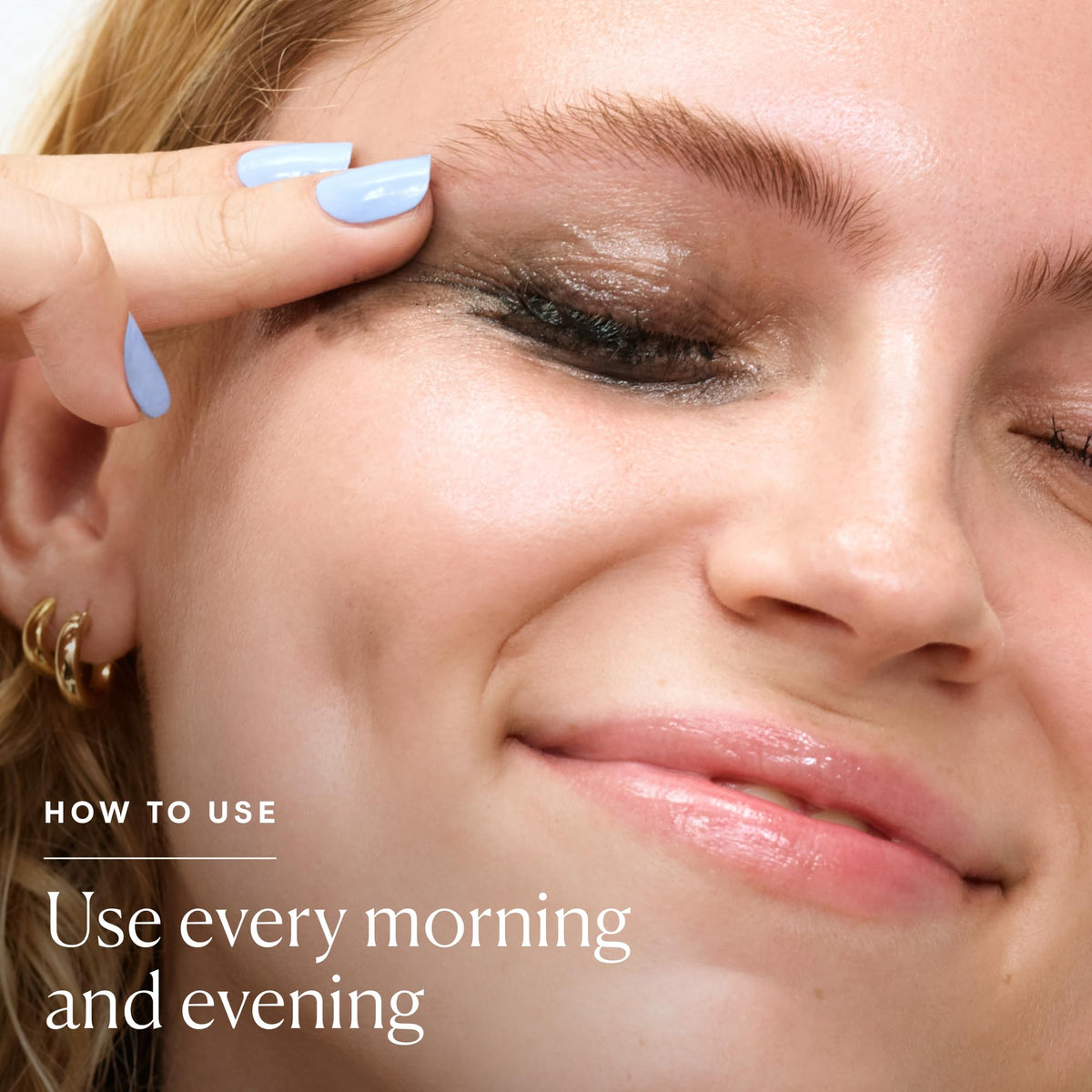 ELEMIS thinly applied as a mask on model’s cheek to illustrate brightening boost