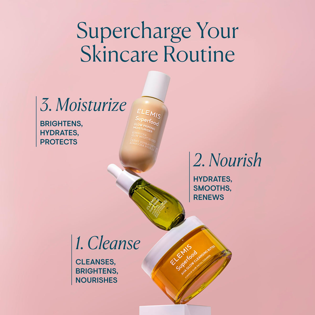 ELEMIS close-up of label highlighting key ingredients and transparency benefit