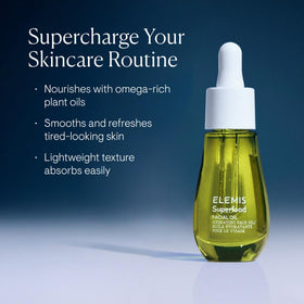 ELEMIS facial oil dropper releasing lightweight texture for quick absorption benefit