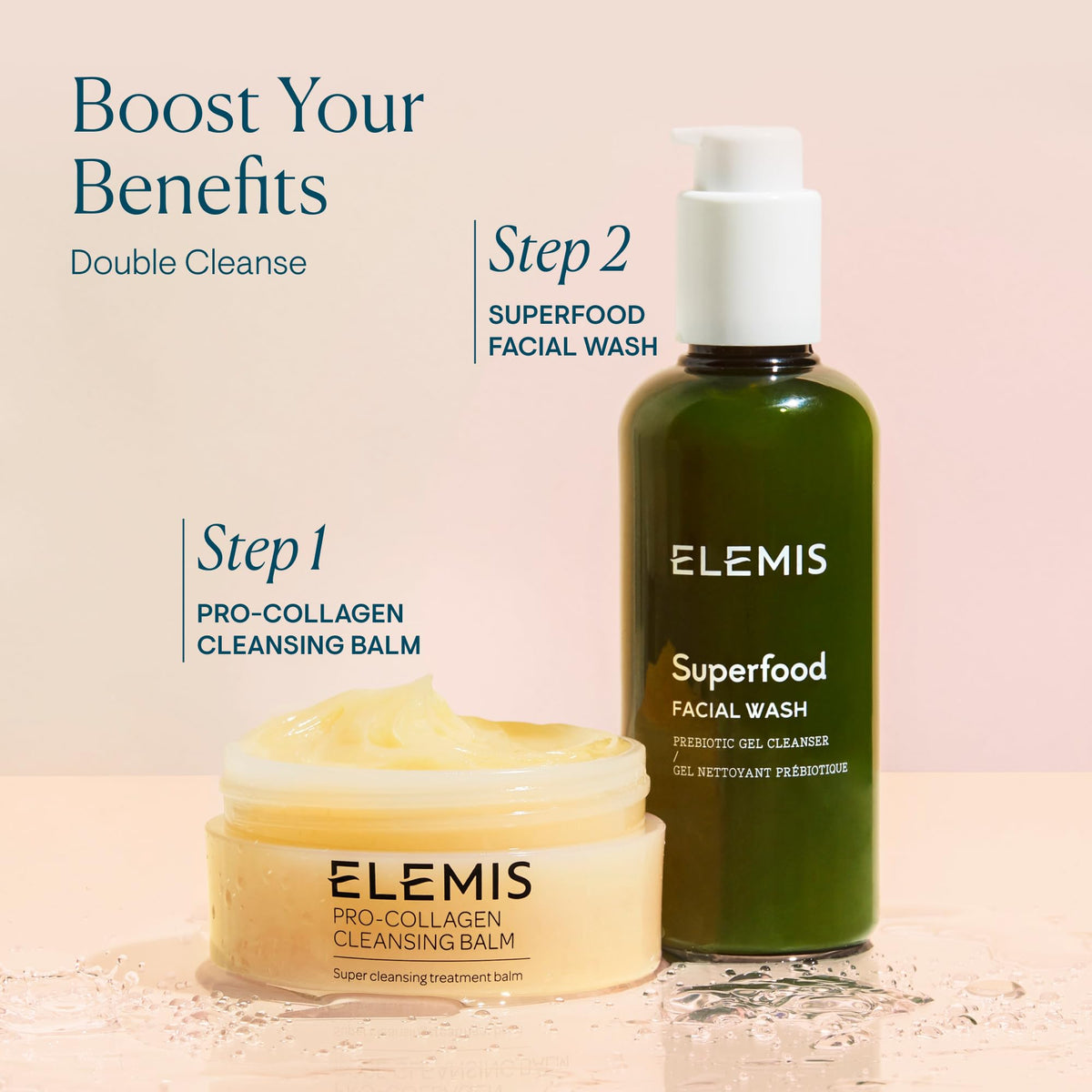 ELEMIS on bathroom shelf in lifestyle setting suggesting daily routine integration