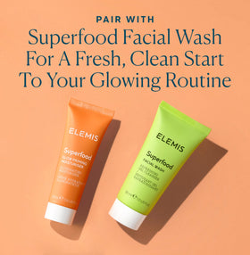 ELEMIS primer applied to model's cheek to show smoothing and subtle glow