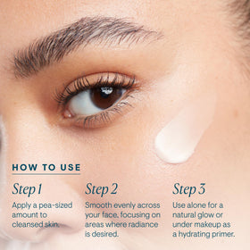 ELEMIS tube in a toiletry bag scene suggesting on-the-go radiance boost