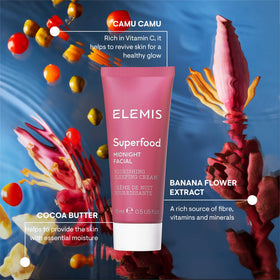 ELEMIS on a nightstand as part of a routine showing overnight skin revival benefit