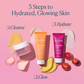 ELEMIS jar beside a ruler to display 15ml travel size convenience benefit