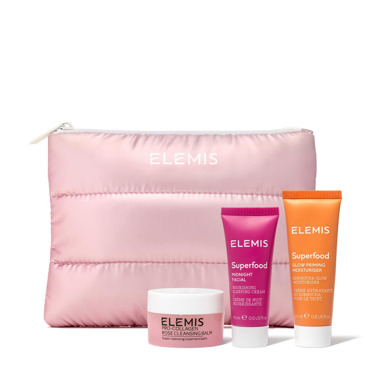 ELEMIS front packaging of Way to Glow kit showing travel trio and value