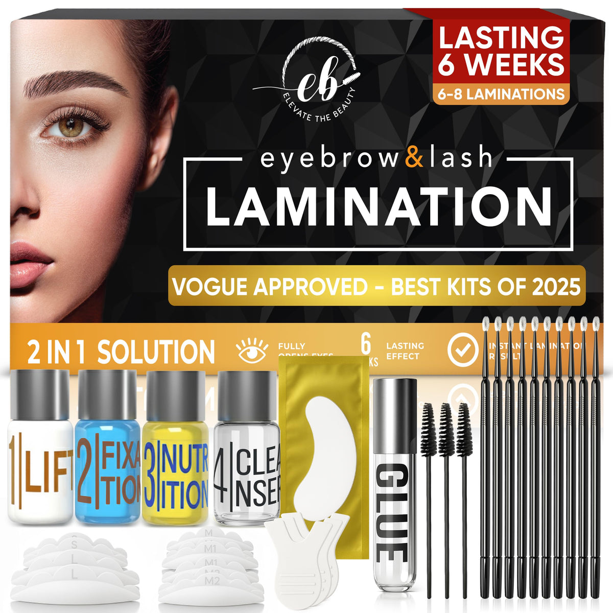 Elevate the Beauty front packaging showing kit contents and professional look