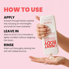 ELEVEN AUSTRALIA applying conditioner in shower for fuller, manageable hair